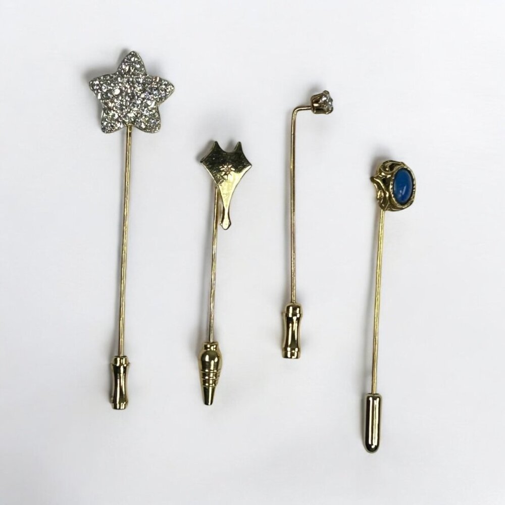 VTG Bundle of Pins 1/20 12K GF Diamond & Gold Tone Accessory Lapel Pins Jewelry